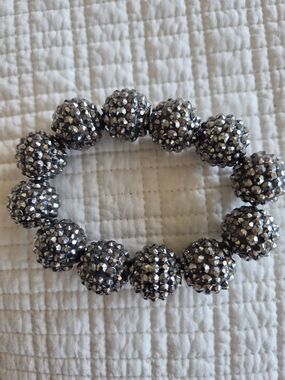 Joan Rivers Sparkling Sikver Crystal Bead Stretch Bracelet - Women
